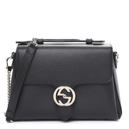 Gucci Dollar Calfskin Interlocking G Top Handle Shoulder Bag Black 1 of 8