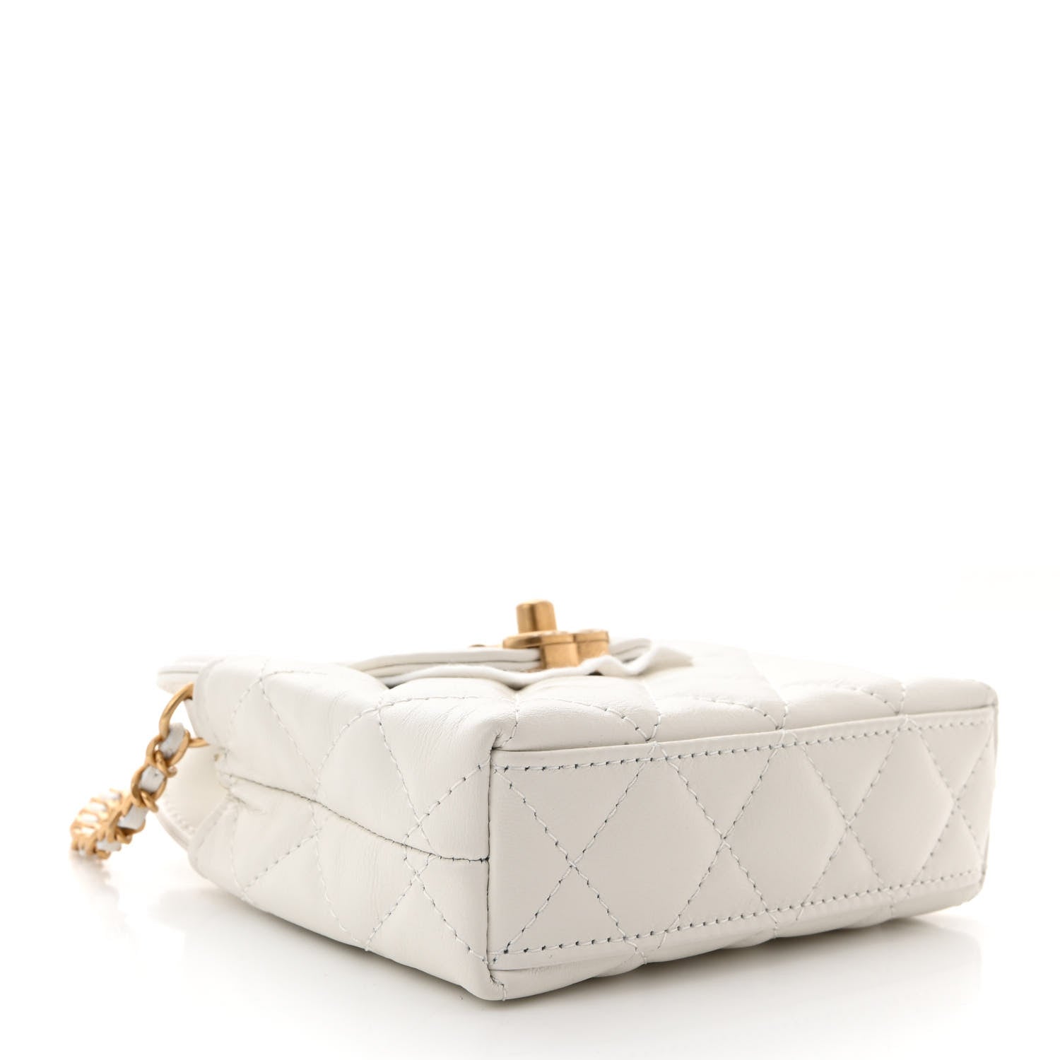 Chanel Shiny Aged Calfskin Quilted Mini Nano Kelly Shopper White 4 of 11