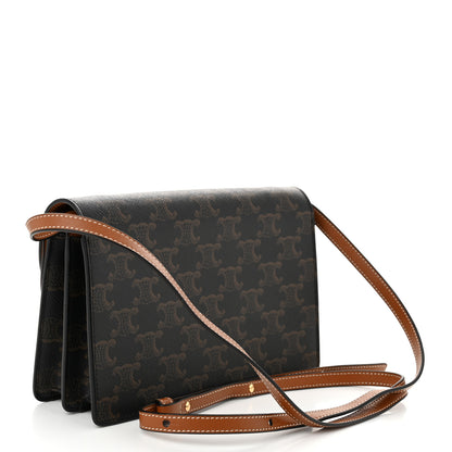 Celine Triomphe Canvas Lambskin Wallet On Strap Tan 3 of 11