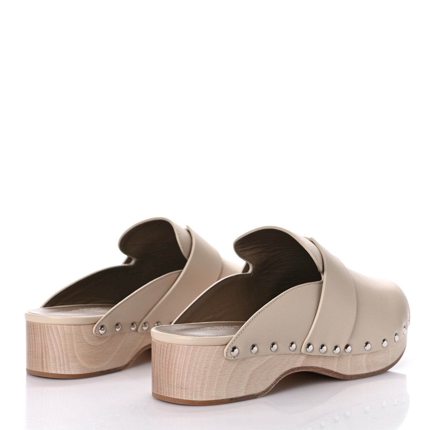 Hermes Calfskin Calya Mules 38 Hetre 3 of 9