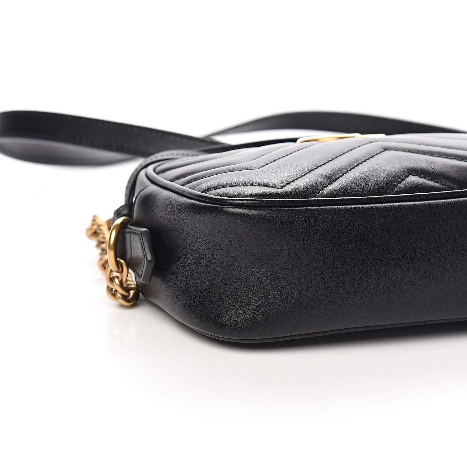 Gucci Calfskin Matelasse Mini GG Marmont Chain Shoulder Bag Black 7 of 9