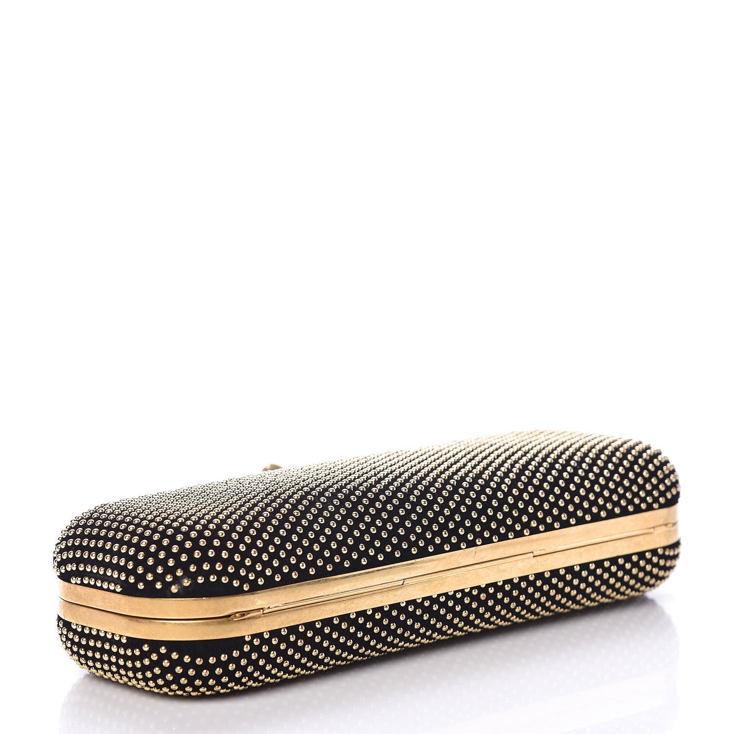 Alexander McQueen Suede Studded Skull Knuckle Box Clutch Black 4 of 6