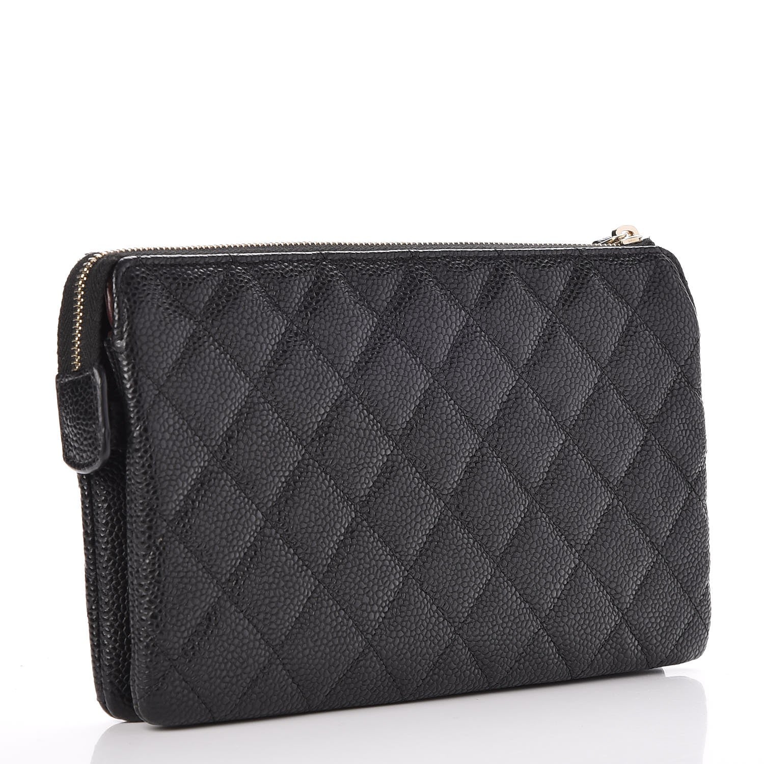 Chanel Caviar Quilted Large Zipped Clutch Black 3 of 9