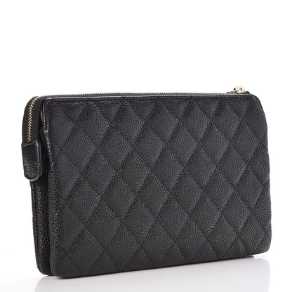 Chanel Caviar Quilted Large Zipped Clutch Black 3 of 9