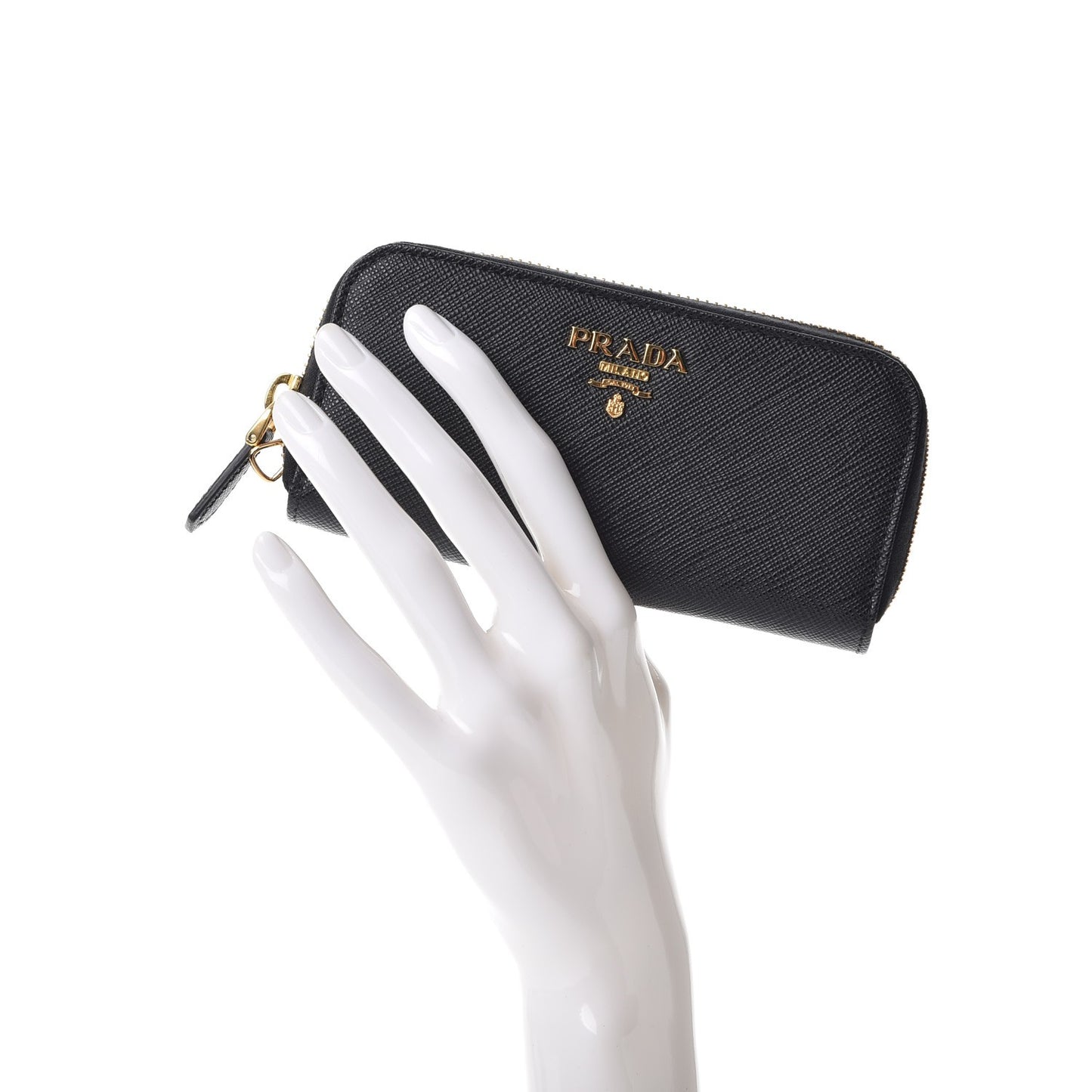 Saffiano Metal Zip Around 6 Key Holder Nero Black