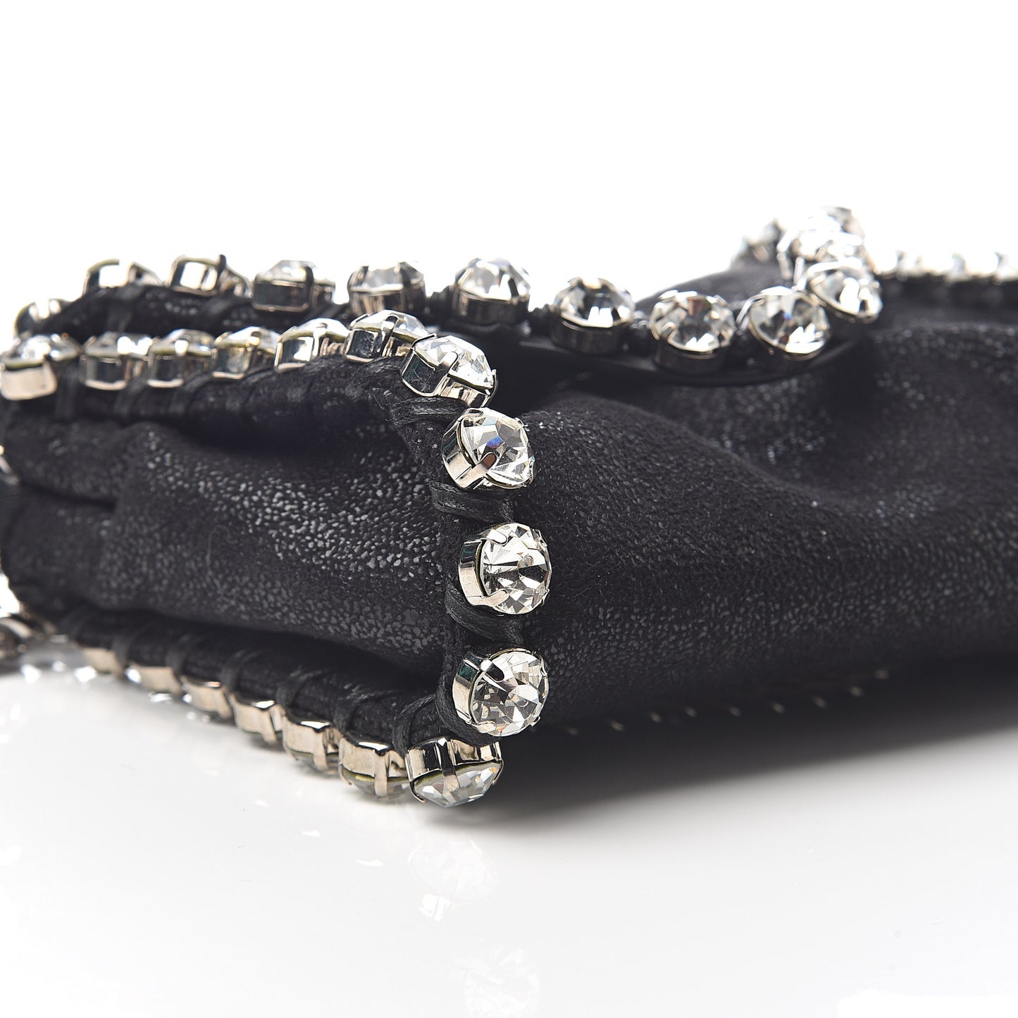 Shaggy Deer Tiny Fold Over Falabella Crystal Crossbody Black