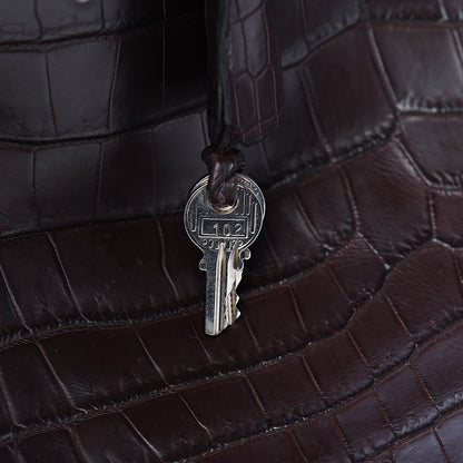 Hermes Matte Crocodile Birkin 35 Chocolate 24 of 37