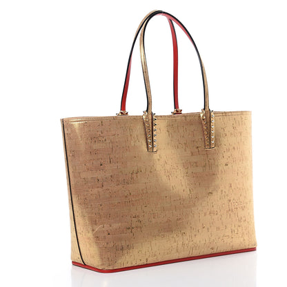 Christian Louboutin Calfskin Liege Pepite Cork Spikes East West Cabata Tote Snow 3 of 12