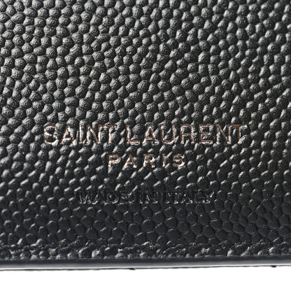 Saint Laurent Grain De Poudre Matelasse Chevron Monogram Zipped Two-Part Wallet Black 5 of 7
