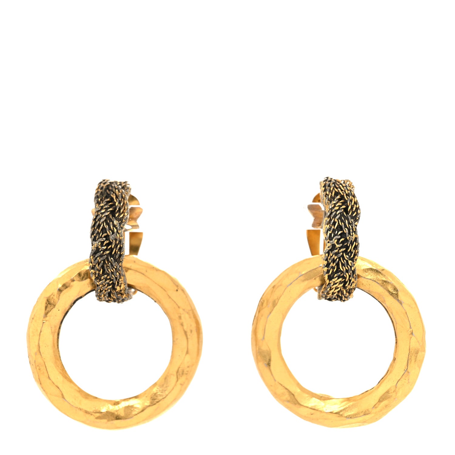 Chanel Braided Hoop Clip On Earrings Gold 1 of 6