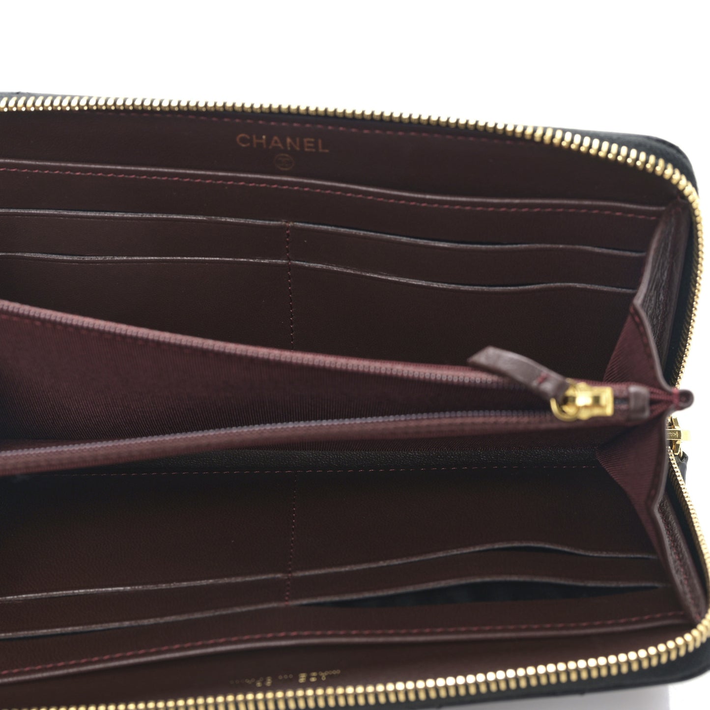 Lambskin Quilted Large Gusset Zip Around Wallet Black