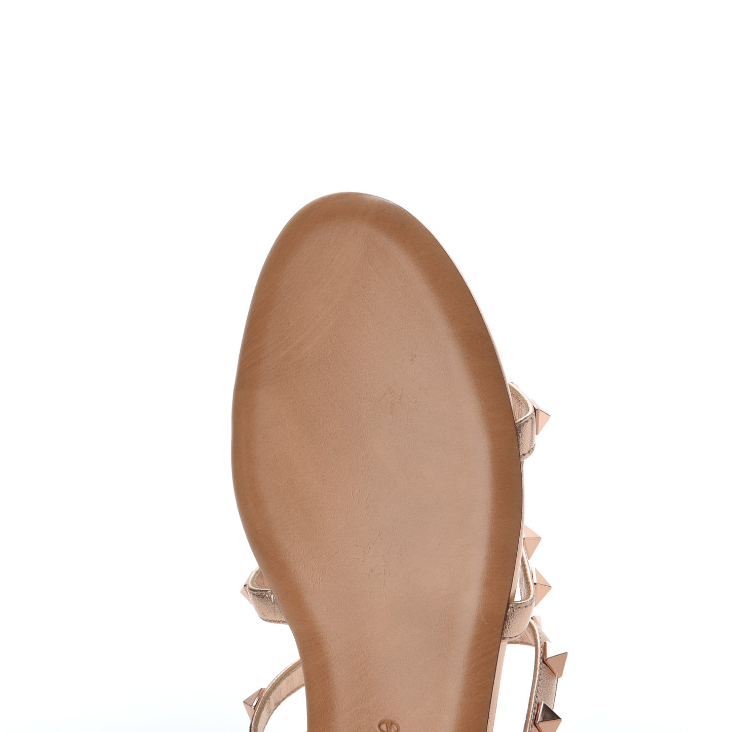 Metallic Nappa Rockstud Caged Flat Slide Sandals 38 Rame