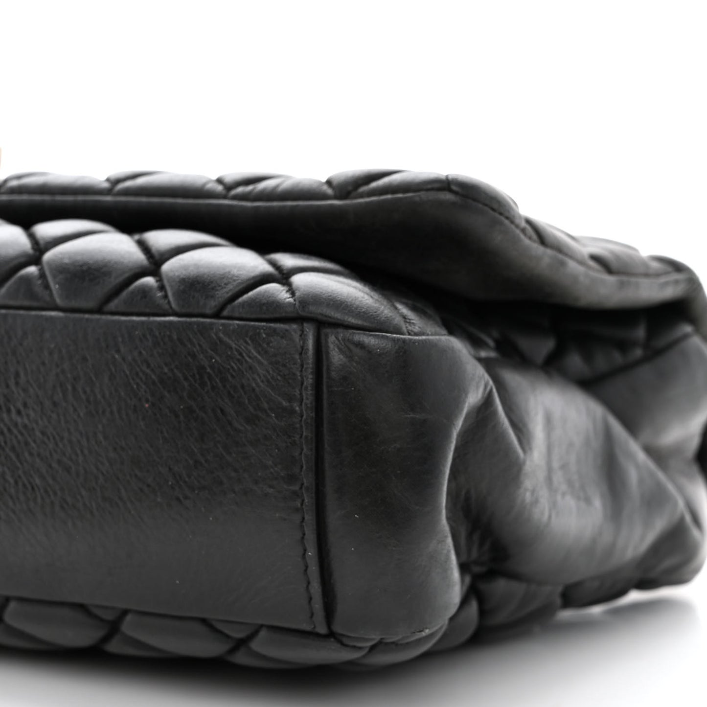 Iridescent Calfskin Small New Bubble Quilt Flap Black