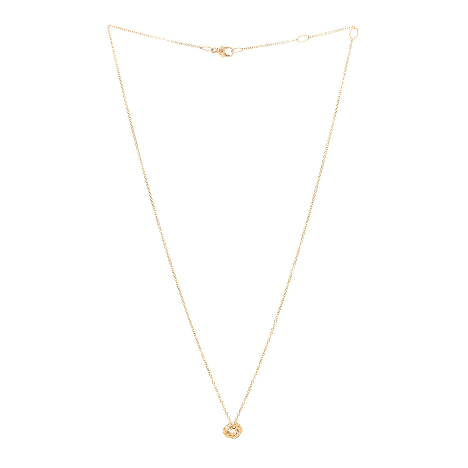David Yurman 18K Yellow Gold Diamond 8mm Petite Infinity Pendant Necklace 3 of 4