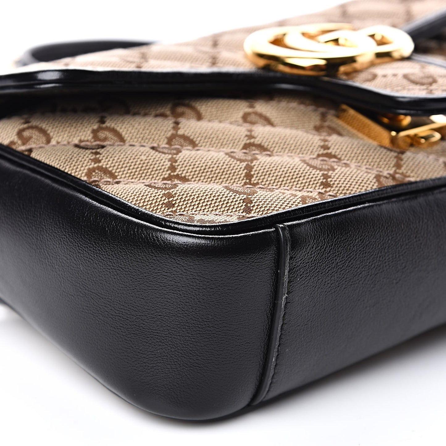 Monogram Matelasse Diagonal Mini GG Marmont Shoulder Bag Beige Black