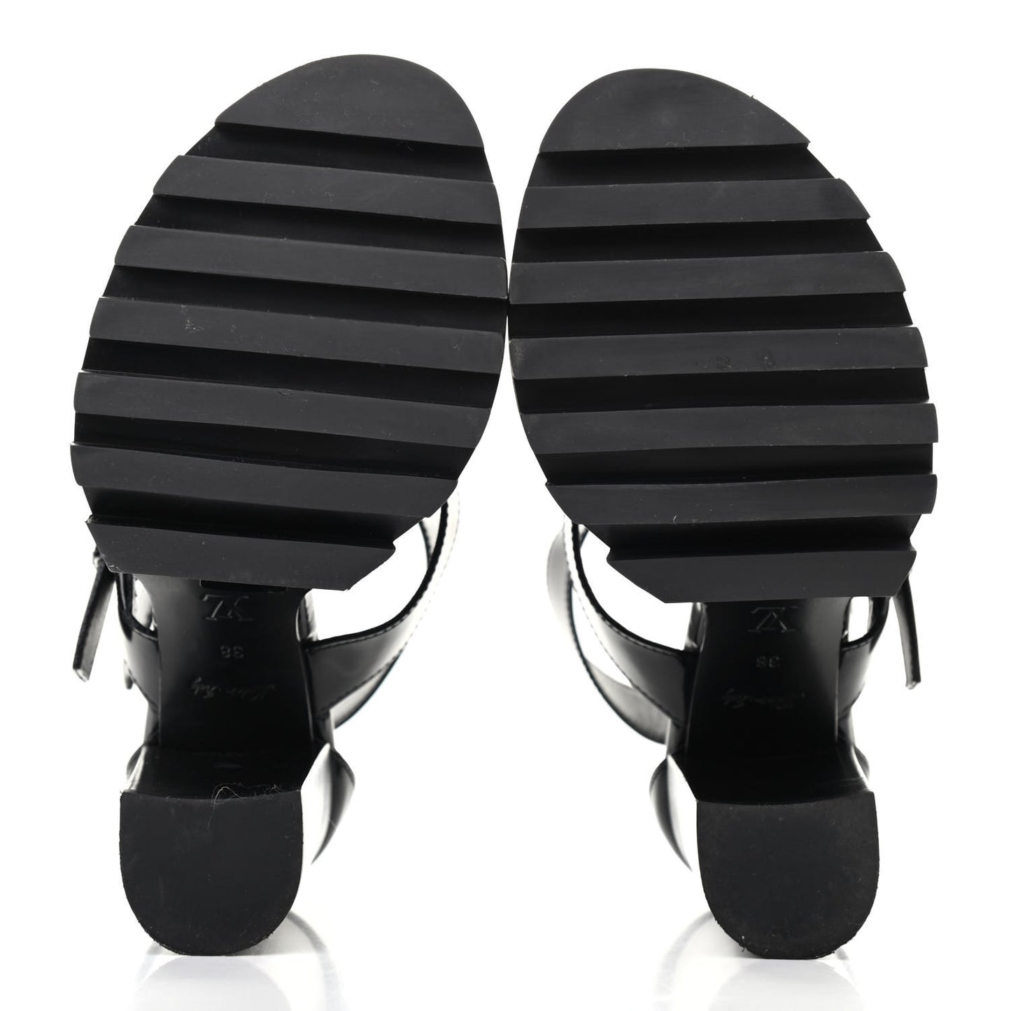 Patent Calfskin Monogram Star Trail Sandal 38 Black