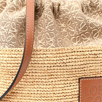 Loewe Calfskin Raffia Anagram Paulas Ibiza Pochette Bag Natural Tan 8 of 11