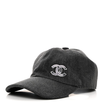 Chanel Cotton Sequin CC Cap Hat Black 1 of 9