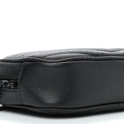 Saint Laurent Grain De Poudre Matelasse Monogram Mini Lou Camera Bag Black 8 of 9