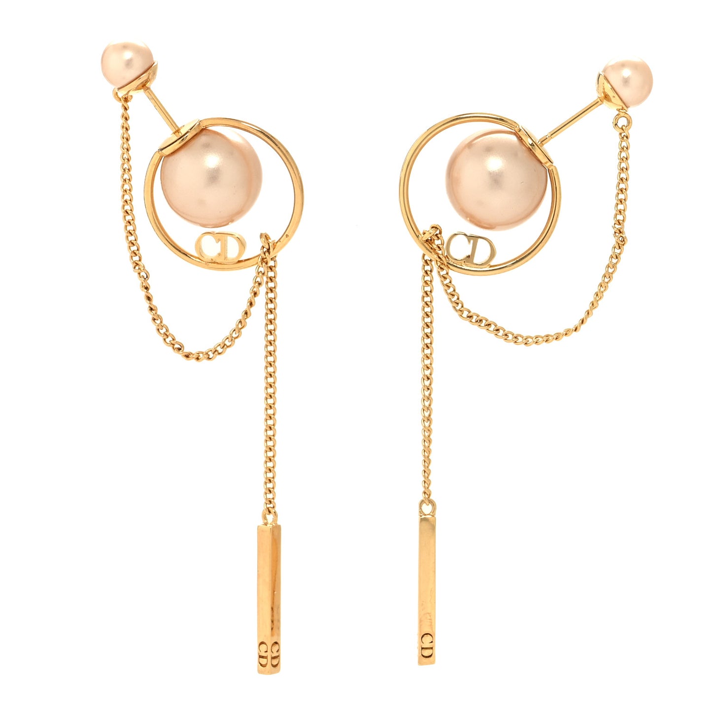 Pearl Tribales Dangle Chain Earrings Gold