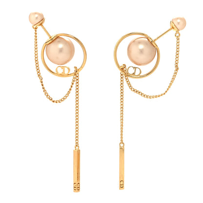 Christian Dior Pearl Tribales Dangle Chain Earrings Gold 1 of 5