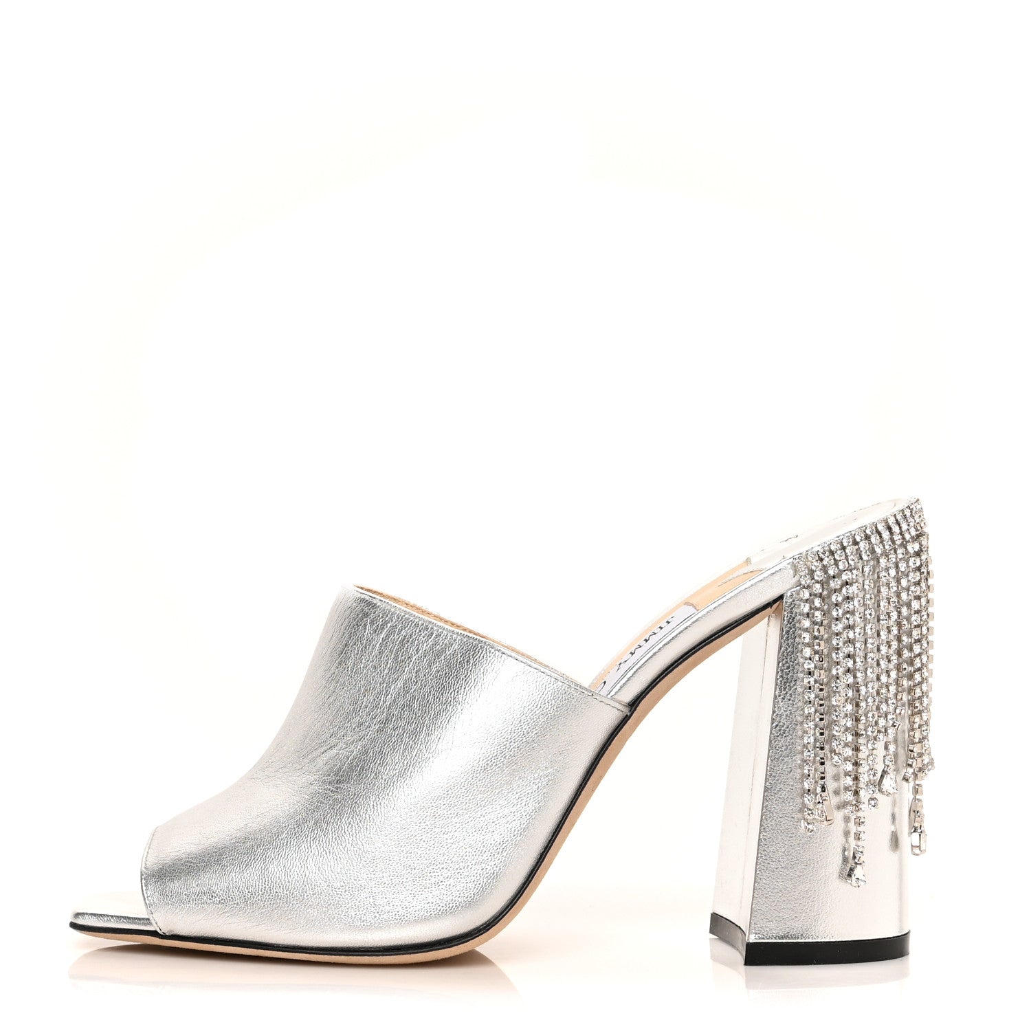 Jimmy Choo Metallic Nappa Baia 100 Mules 39.5 Silver 1 of 8