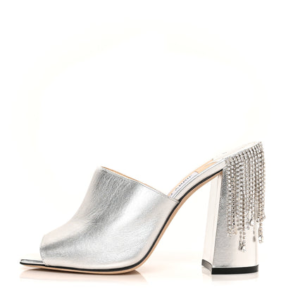 Jimmy Choo Metallic Nappa Baia 100 Mules 39.5 Silver 1 of 8