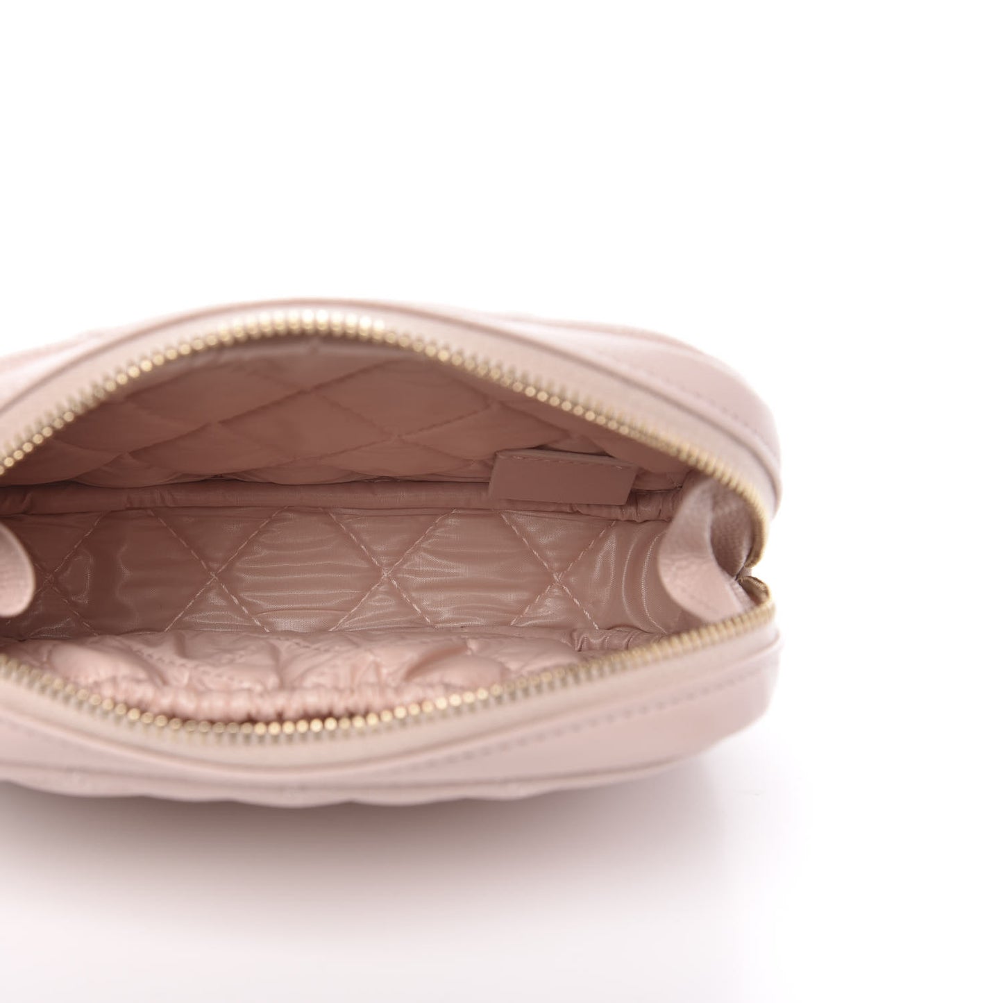 Caviar Quilted Small Curvy Pouch Cosmetic Case Light Pink