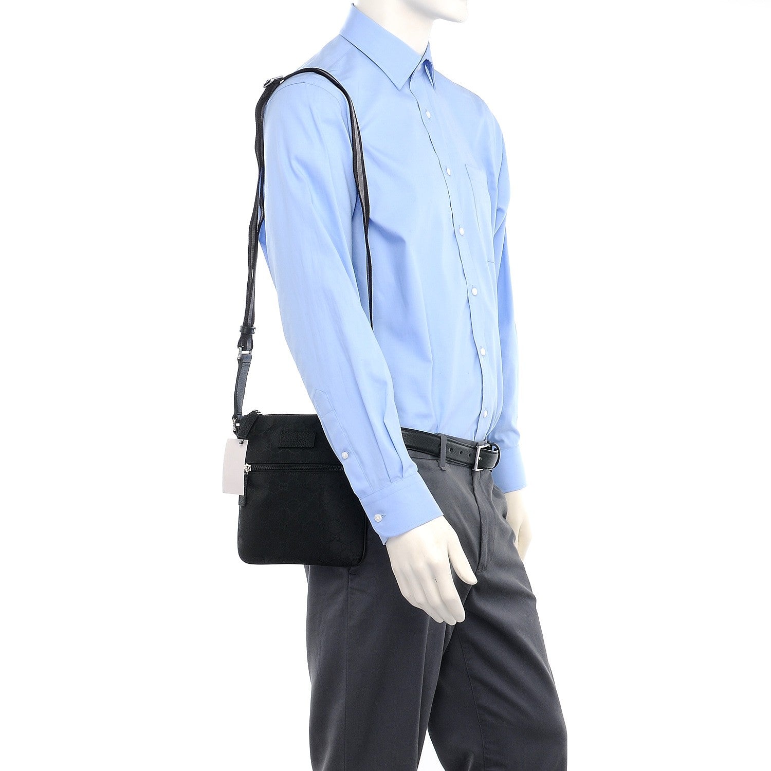 Gucci Nylon Monogram Mini Flat Messenger Bag Black 2 of 8