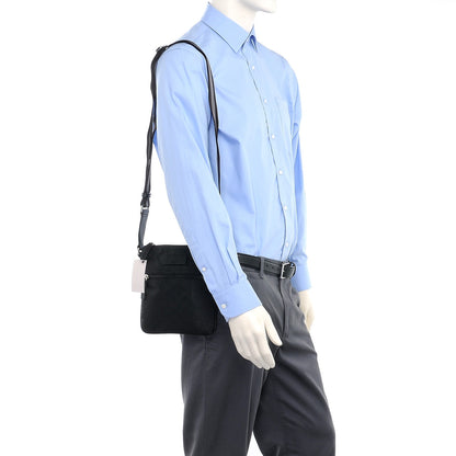 Gucci Nylon Monogram Mini Flat Messenger Bag Black 2 of 8