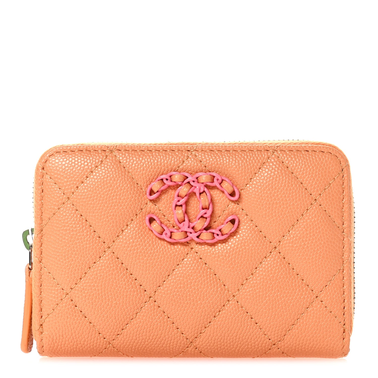 Chanel Caviar Flashy CC Zip Card Holder Wallet Orange 1 of 8