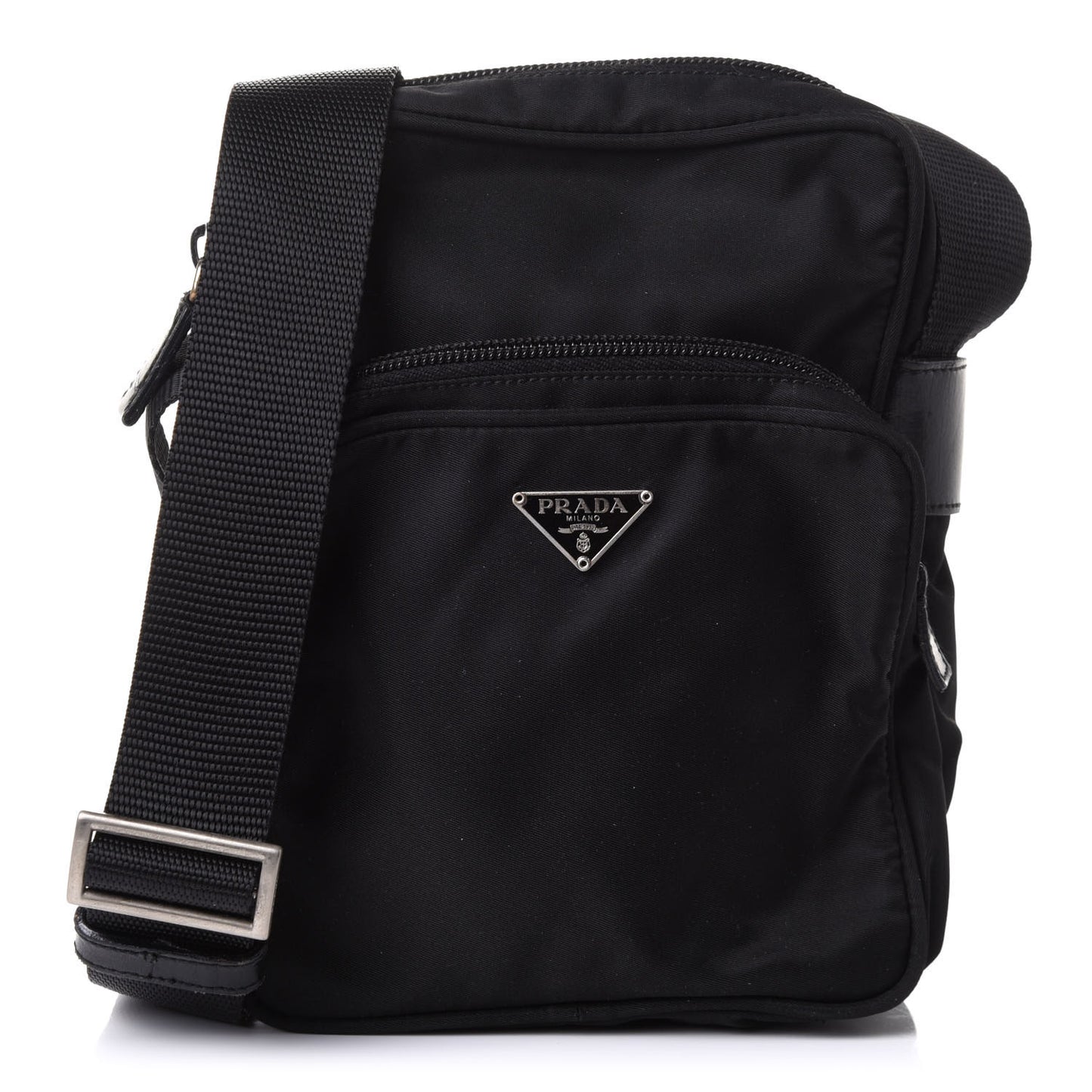 Nylon Flat Messenger Bag Black