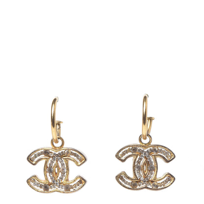Chanel Crystal CC Dangle Earrings Gold 1 of 7