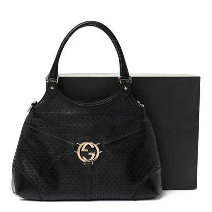 Gucci Calfskin Perforated GG Reins Hobo Black 18 of 18