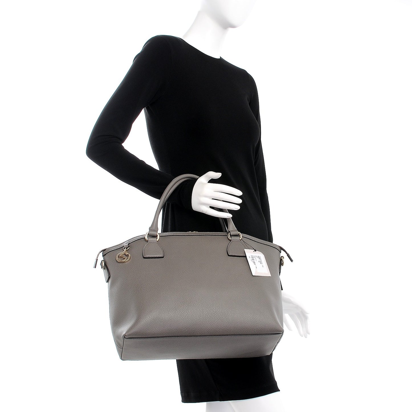 Dollar Calfskin Large GG Charm Dome Satchel Tote Loess