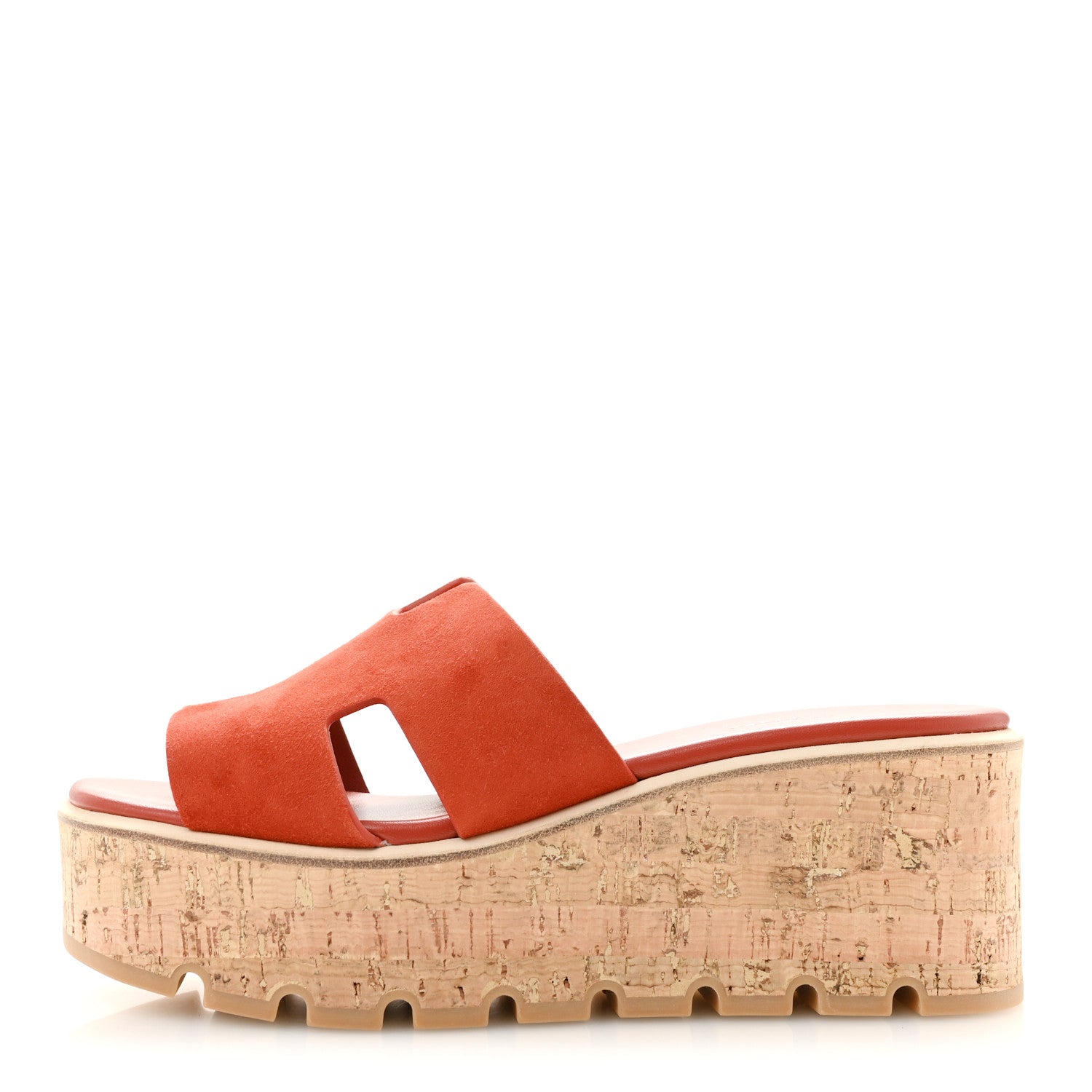 Hermes Suede Goatskin Cork Eze 30 Sandals 40 Orange Brulee 1 of 10