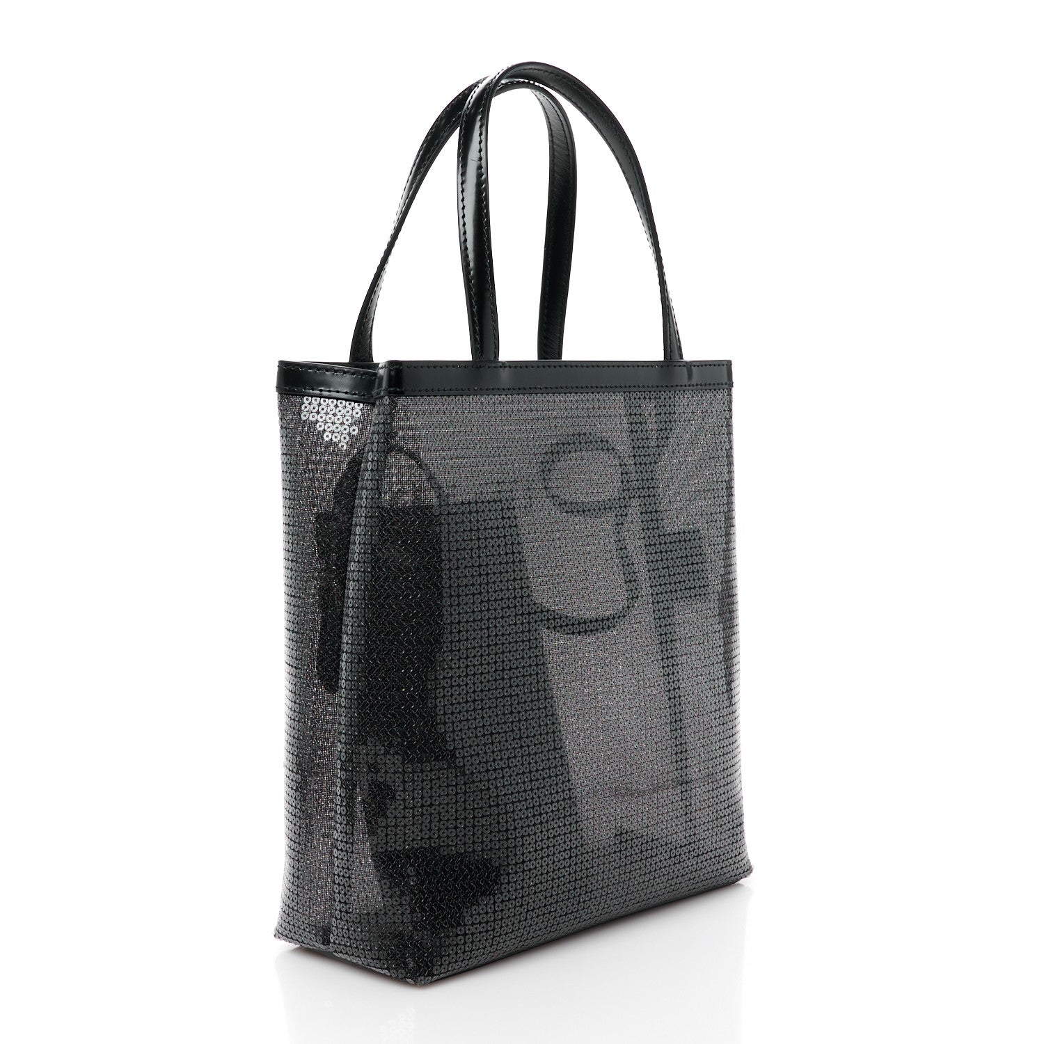 Prada Sequin Rete Paillettes Small Tote Bag Black 4 of 13