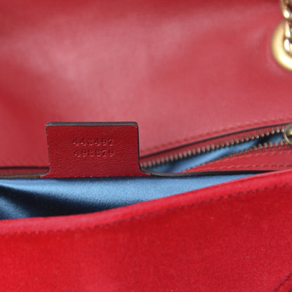 Gucci Velvet Matelasse Small GG Marmont Shoulder Bag Hibiscus Red 7 of 11