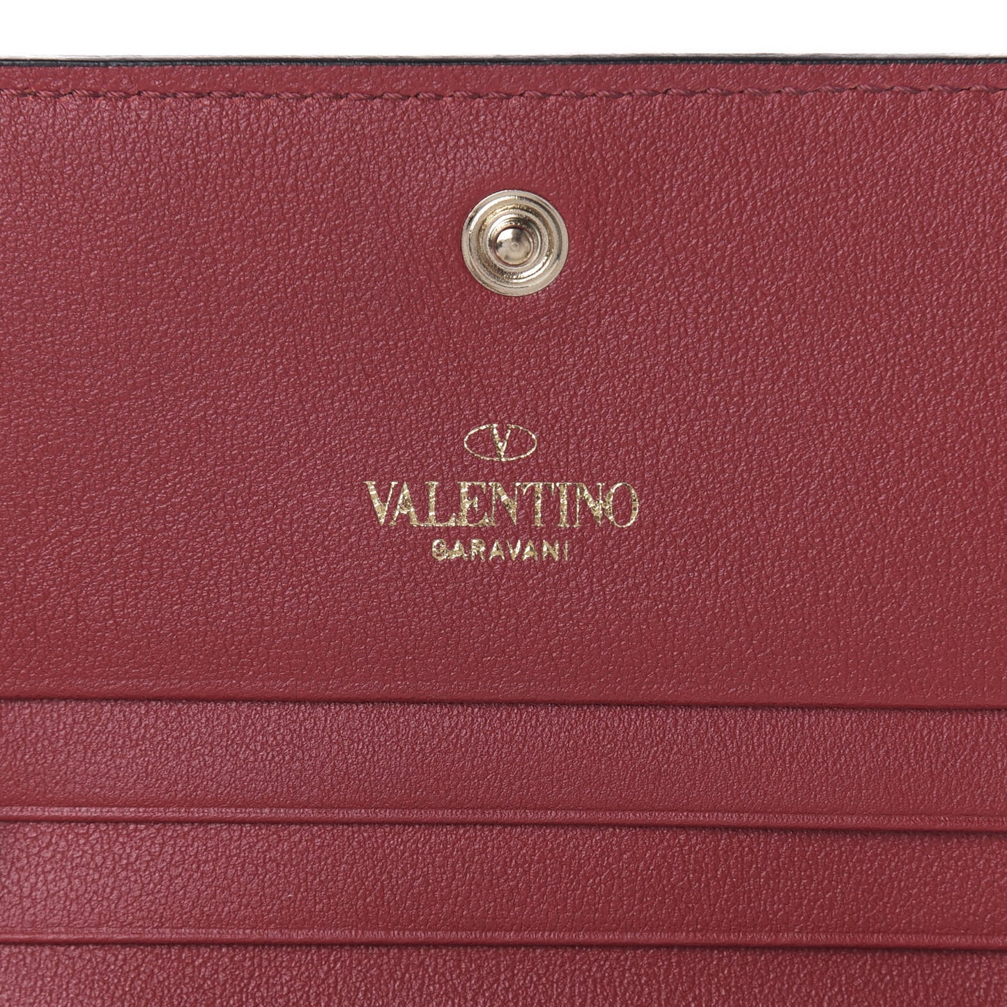 Calfskin Rockstud French Flap Wallet Rubino