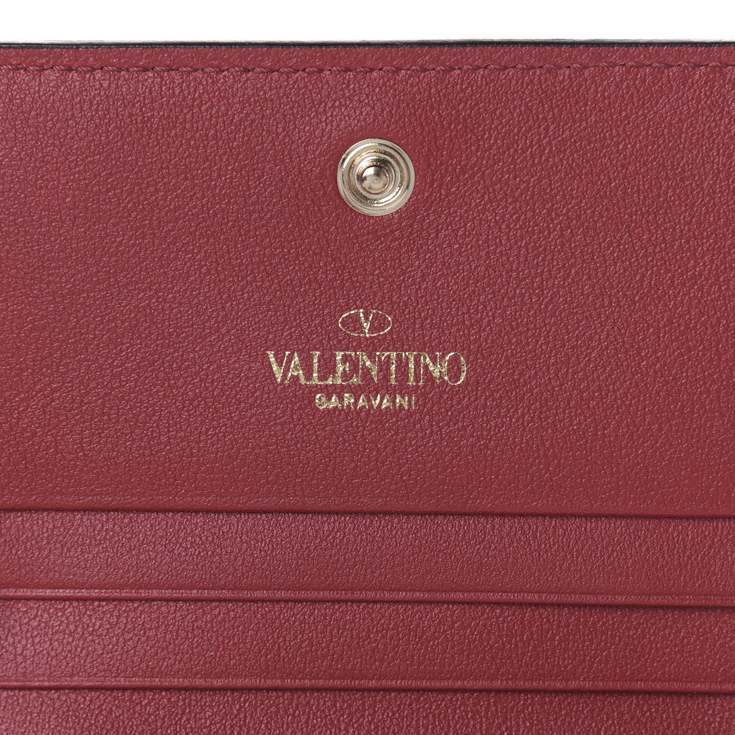 Valentino Garavani Calfskin Rockstud French Flap Wallet Rubino 9 of 12
