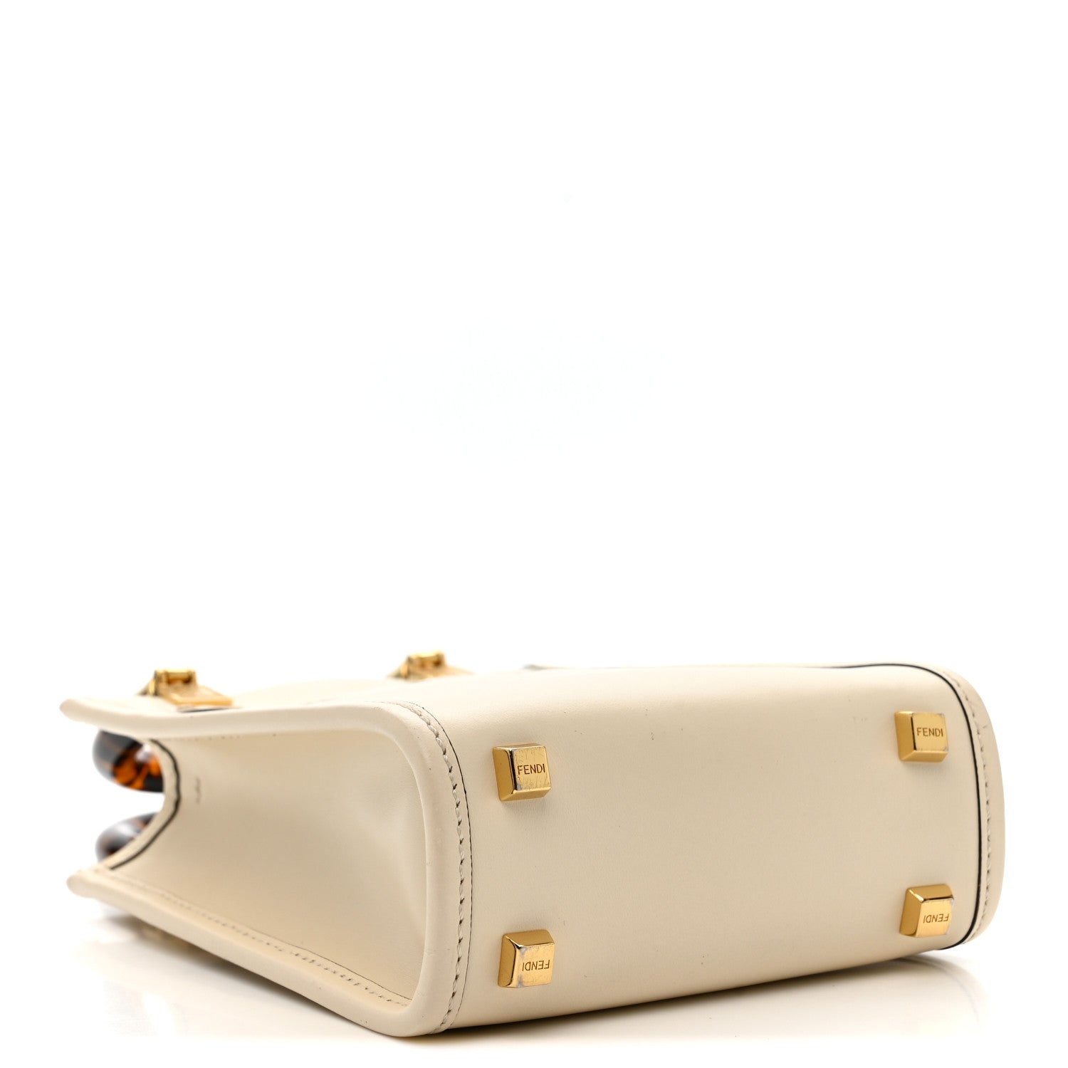 Fendi Vitello King Plexiglass Logo Embossed Mini Fendi Sunshine Shopper Tote White Ice 4 of 13