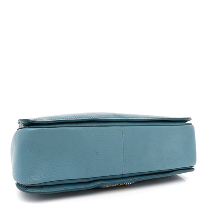 Miu Miu Goatskin Madras Shopping Tote Azzurro 4 of 17
