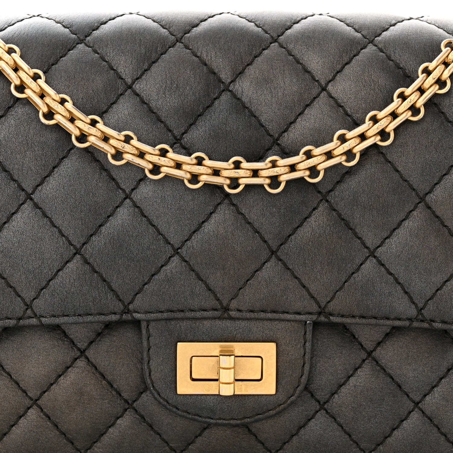 Chanel Metallic Calfskin Quilted 2.55 Reissue 225 Flap Charcoal 14 of 19