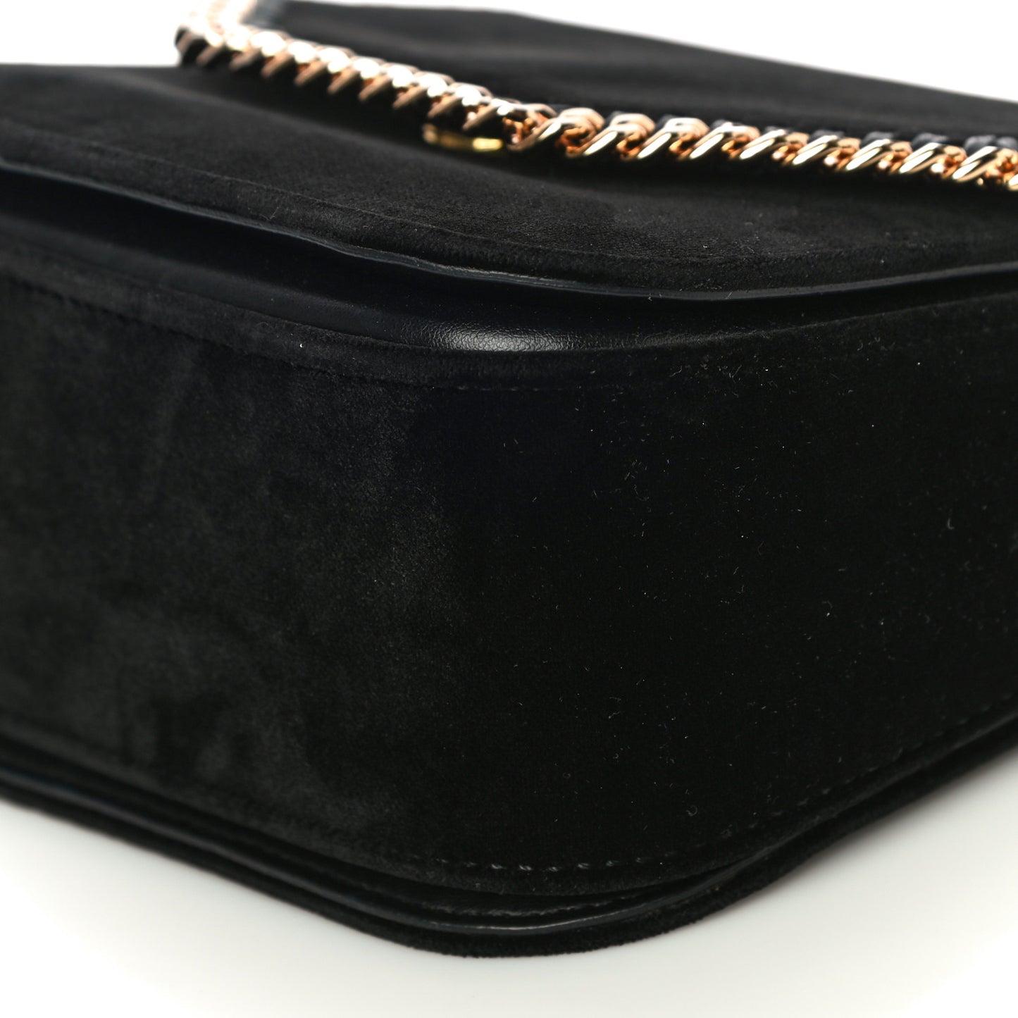 Velvet Effect Medium Falabella Box Shoulder Bag Black