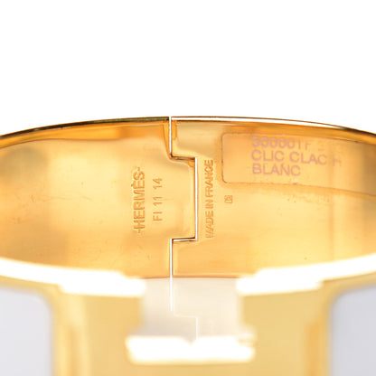Hermes Enamel Wide Clic Clac H Bracelet GM White 5 of 7
