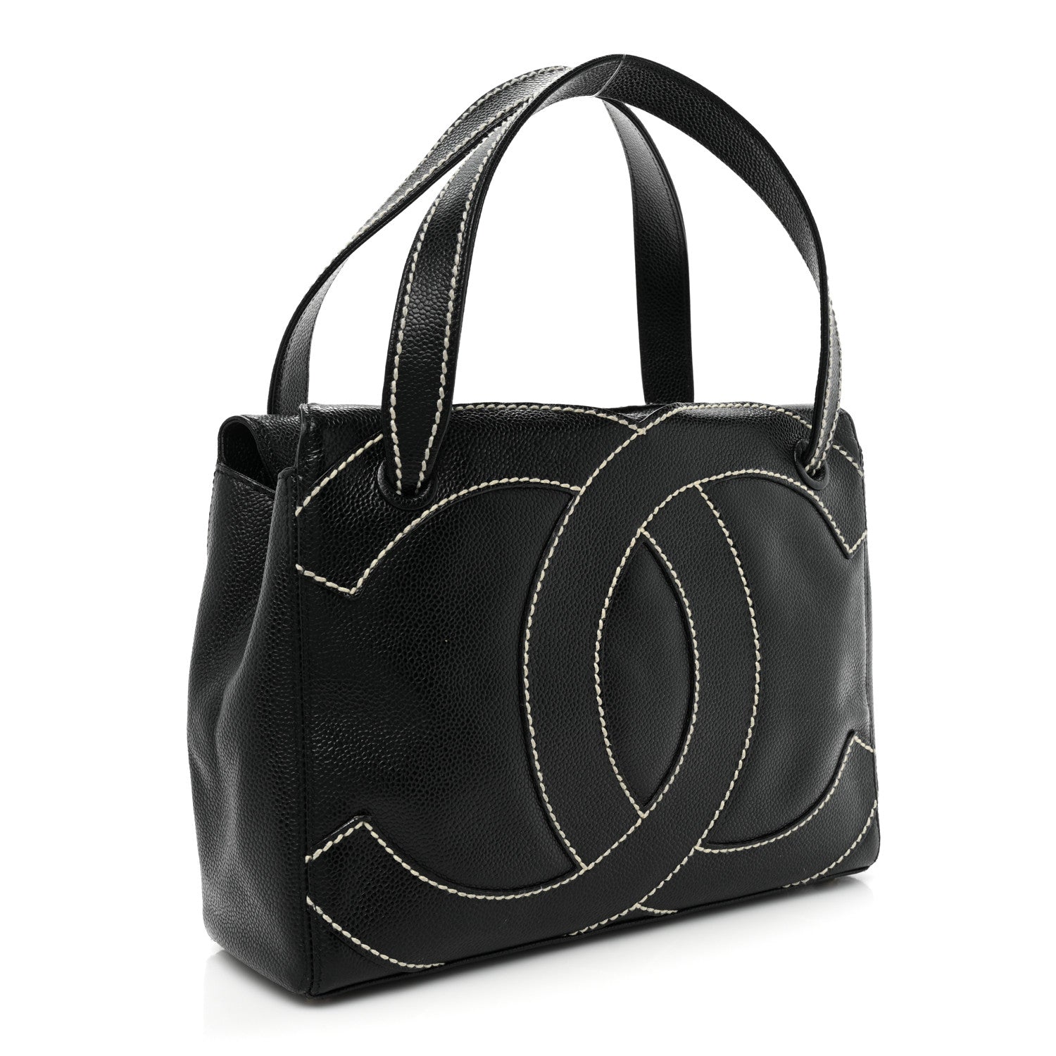 Chanel Caviar CC Stitched Small Tote Black 3 of 19