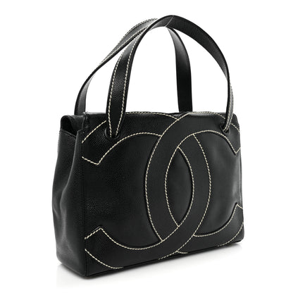 Chanel Caviar CC Stitched Small Tote Black 3 of 19