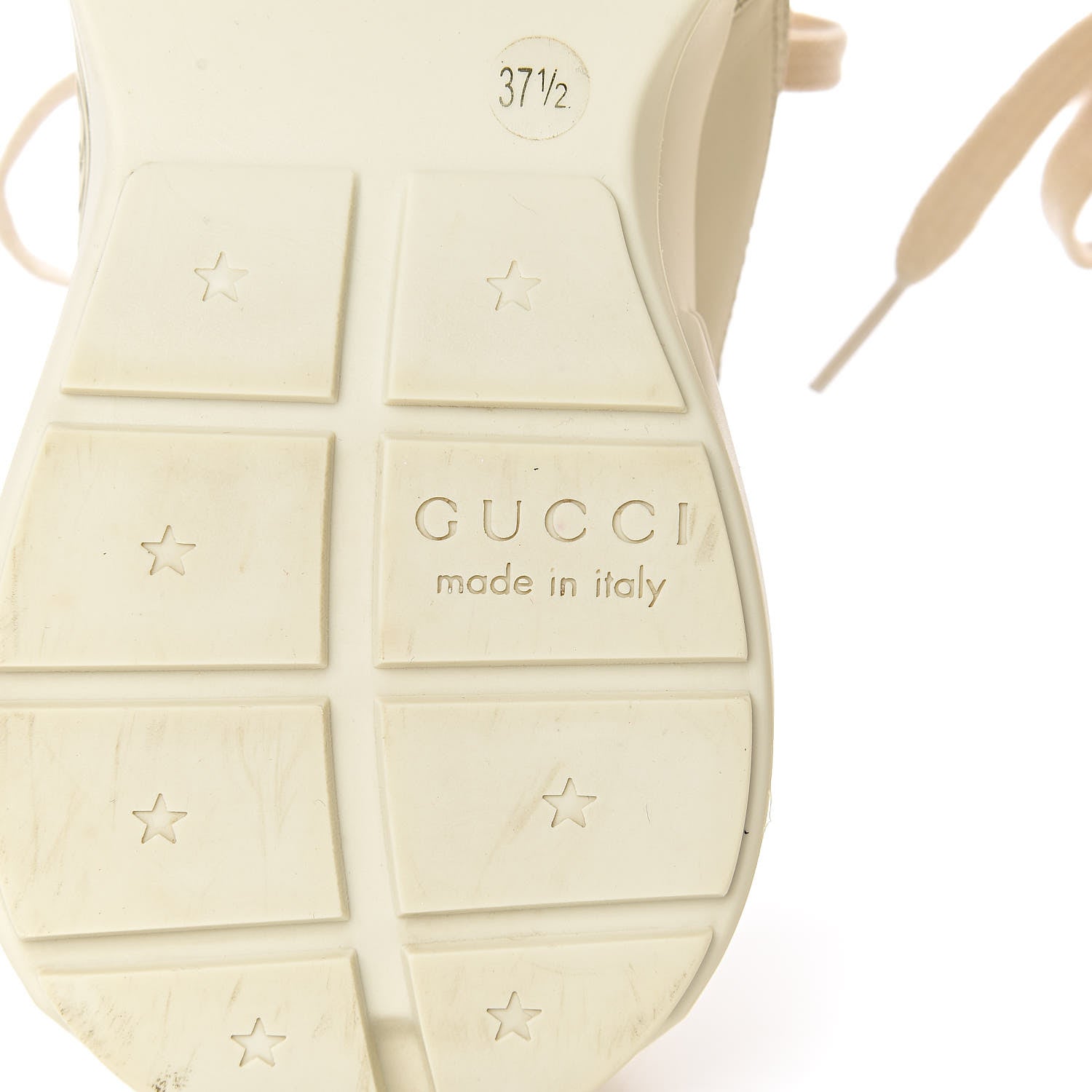 Gucci Calfskin Logo Womens Rhyton Sneakers 37.5 Ivory 8 of 13