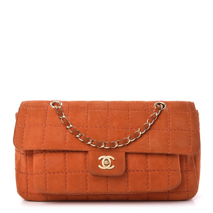 Chanel Suede Square Quilted Flap Orange 1 of 11