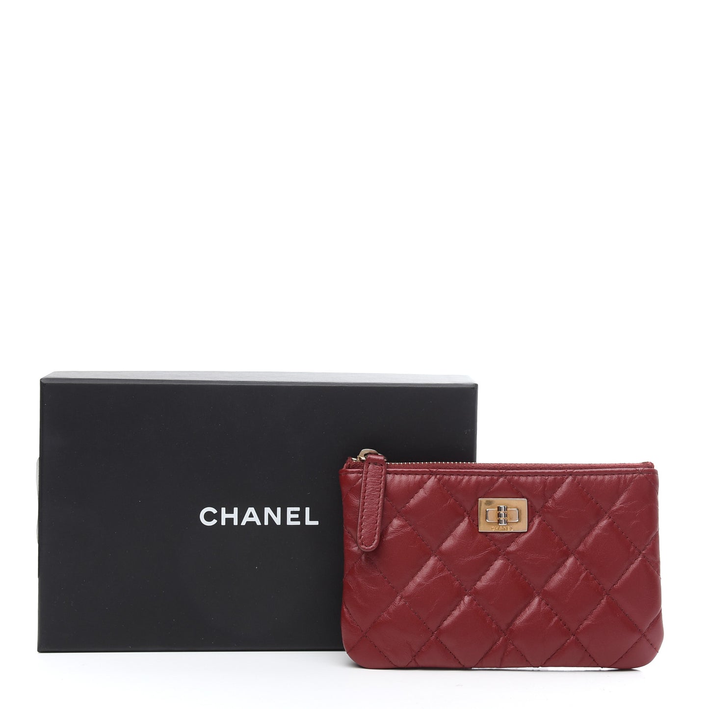 Aged Calfskin Quilted Small Reissue Cosmetic Case Burdundy